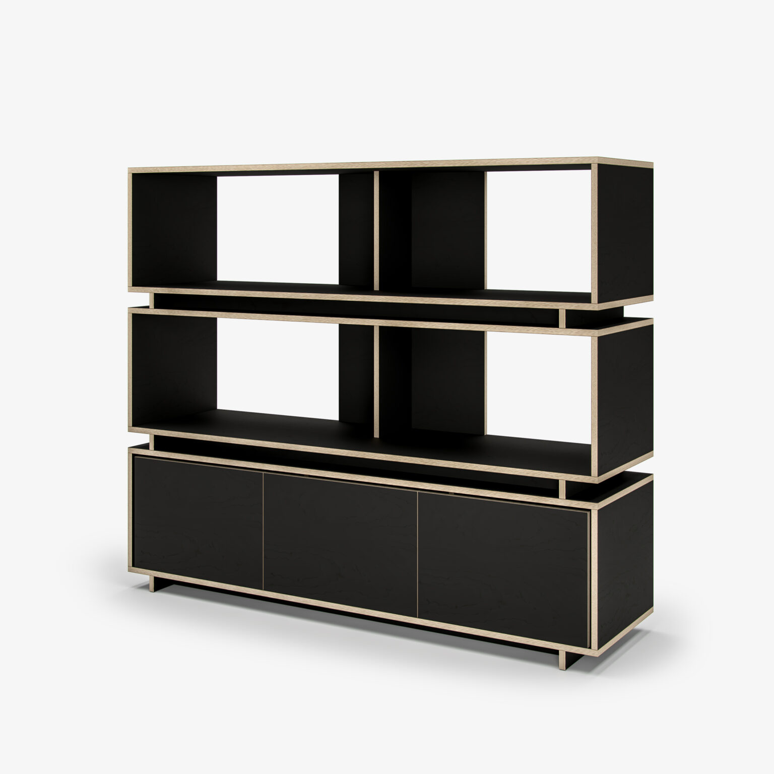 Shelving Unit with Storage 3 Black Furniture Hire FoundPop