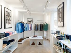 Pop-up shop for menswear with design-led event furniture