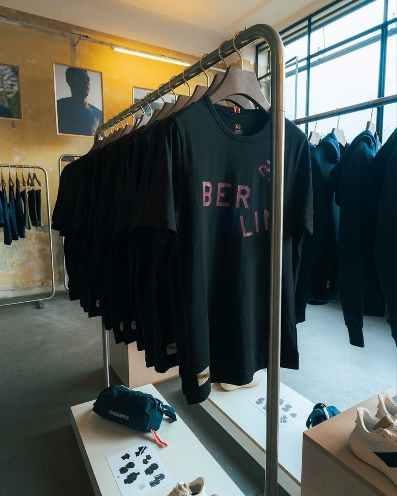 Tracksmith pop-up shop in Berlin with FoundPop's signature event furniture hire